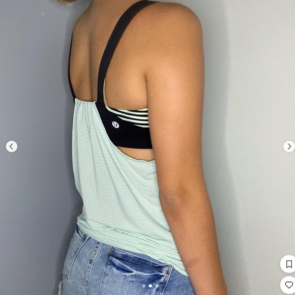 Lululemon Run Back On Track tank size 6 black and green with drawstring - Picture 2 of 7